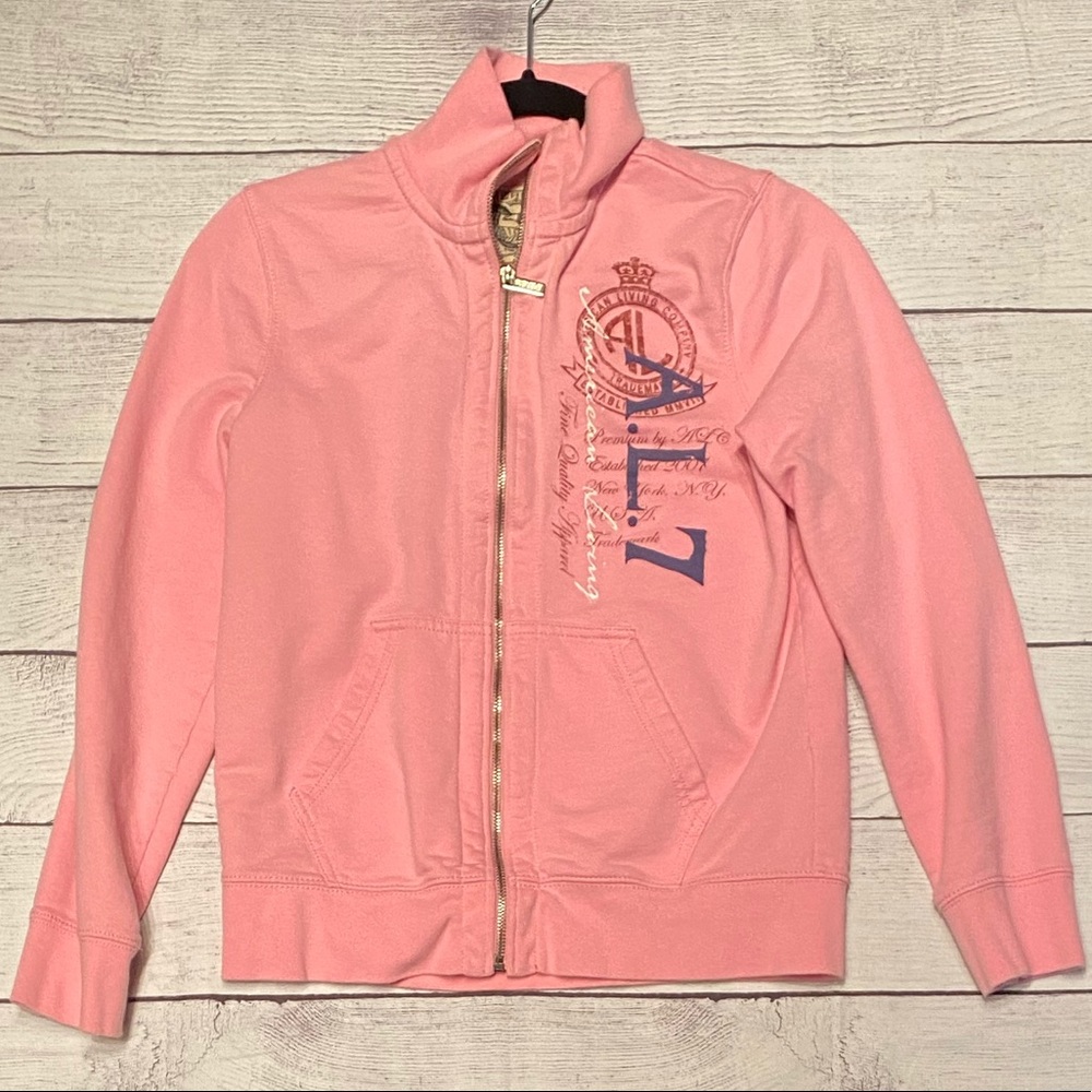 Pink Zip-Front Women's Jacket with Embroidered Crest